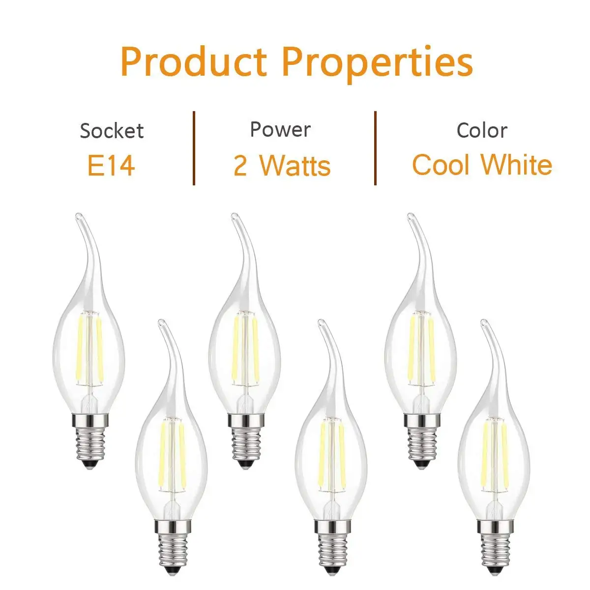 2 x 4w LED Clear Candle Filament Light Bulbs Lamp SES Small Screw In E14 40w 